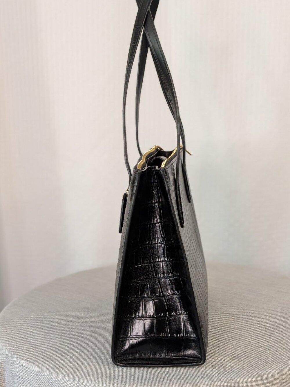 Coach Nina Tote Black Croc Embossed Leather Triple Compartment Bag CL654 - Picture 5 of 12